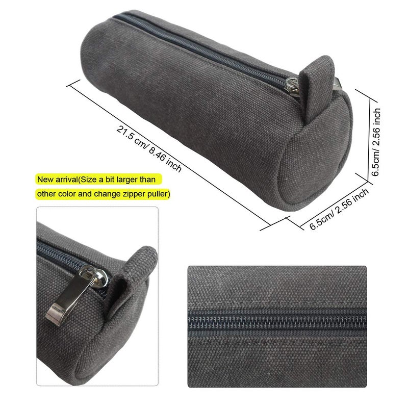 enyuwlcm Heavy Canvas Stationery Stylish Simple Pencil Bag and Durable Compact Zipper Pencil Case Pouch 1 Pack Gray - Image 2